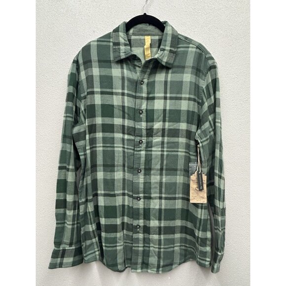 TELLURIDE Clothing Co Reversible Mens Flannel Medium Plaid Green Fall Lumberjack - Picture 2 of 8